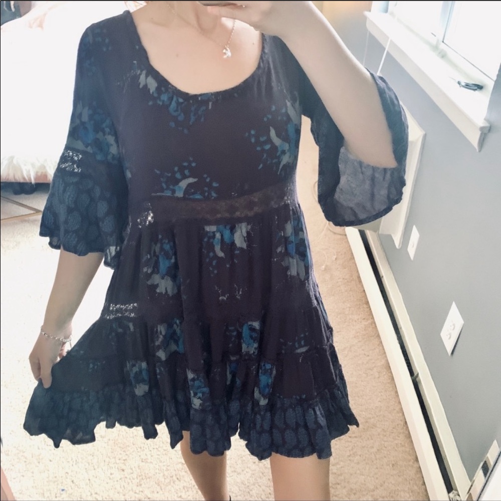 Free people purple floral ruffle hem dress